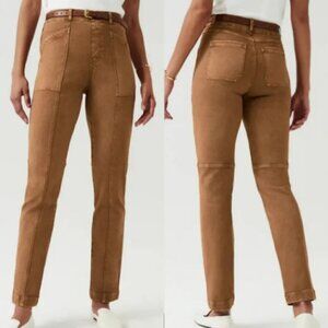 NWT SPANX High Rise Straight Leg Twill in Acorn Wash Stretch Pants Size Small